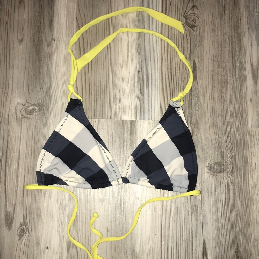 Plaid Black and White Bikini Top
